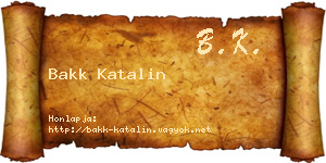 Bakk Katalin névjegykártya